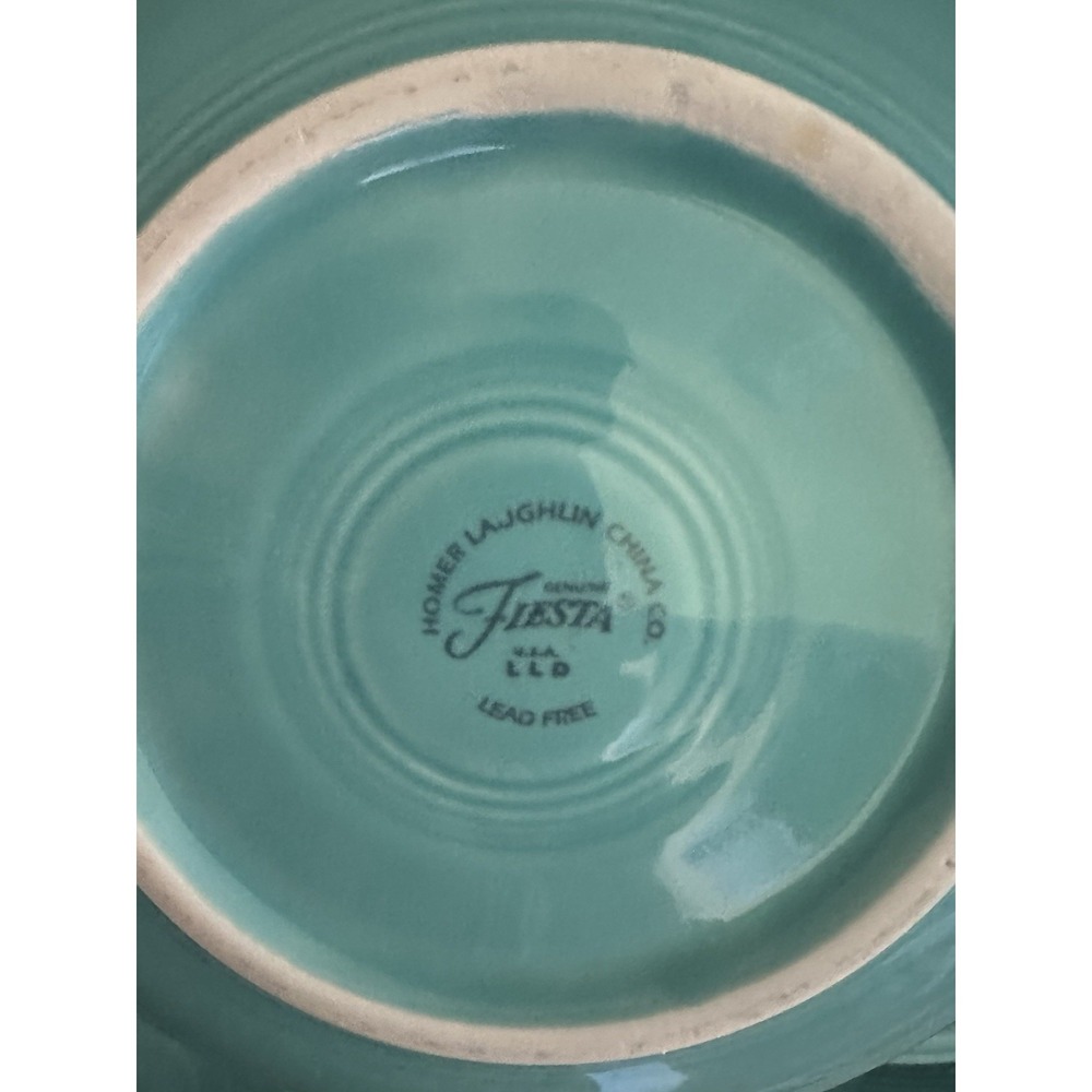 Three Retired HLC Fiesta Salad Plates & 1 Cereal Bowl in Sea Mist, Fiestaware
